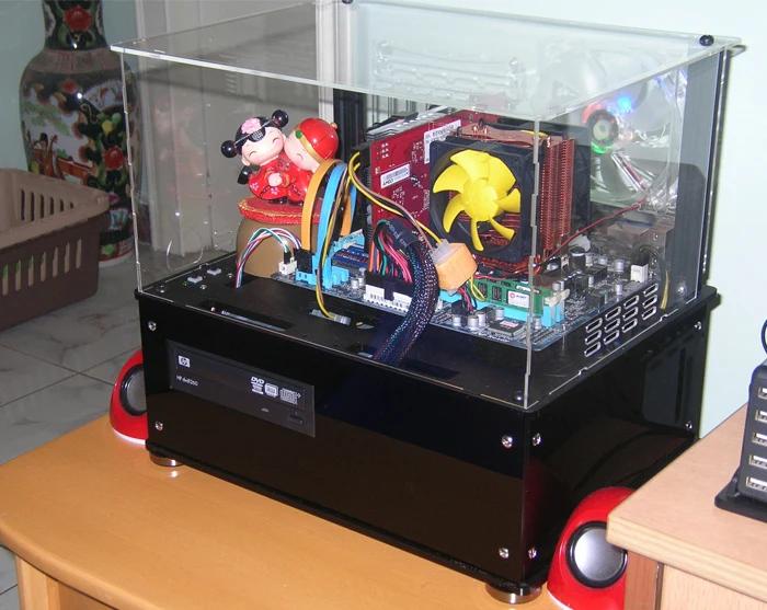 QDIY PC-D008Q ATX индивидуальный двойной слои акриловый прозрачный чехол для ноутбука
