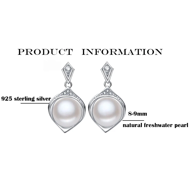 Женские серьги из серебра 925 пробы с жемчужиной 8 9 мм|earrings jewelry|freshwater pearl earringspearl