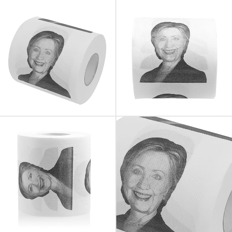 Новое поступление Забавный 1 шт. Hilary Clinton тонкая оберточная бумага туалетной бумаги рулон Забавный розыгрыш Шутка Подарок 2 слоя 240 лист