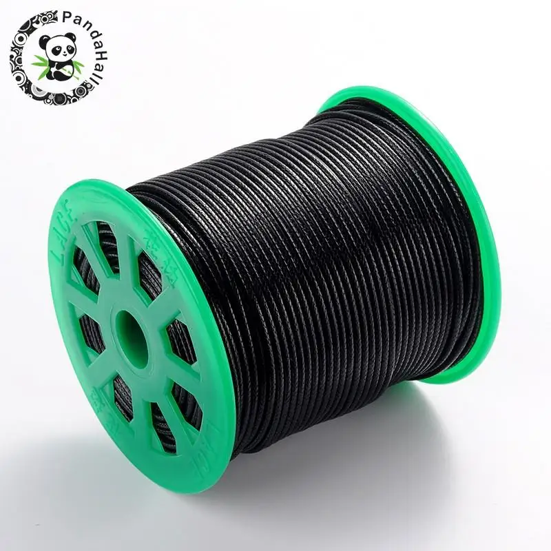 

Korean Wax Polyester Cord, Black, about 2mm in diameter, about 100 yards/roll