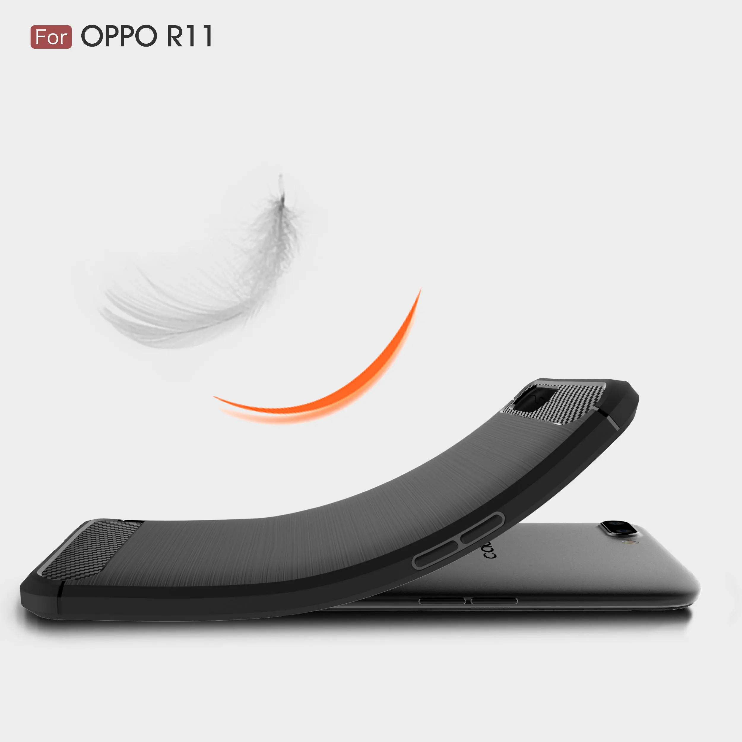 Для OPPO R11 чехол тонкий силиконовый матовый углеродное волокно текстура мягкий