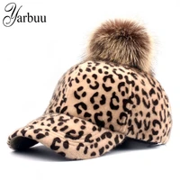 yarbuu brand new baseball caps 2018 winter cap for women faux fur pompom ball leopard cap children casual snapback hat cap