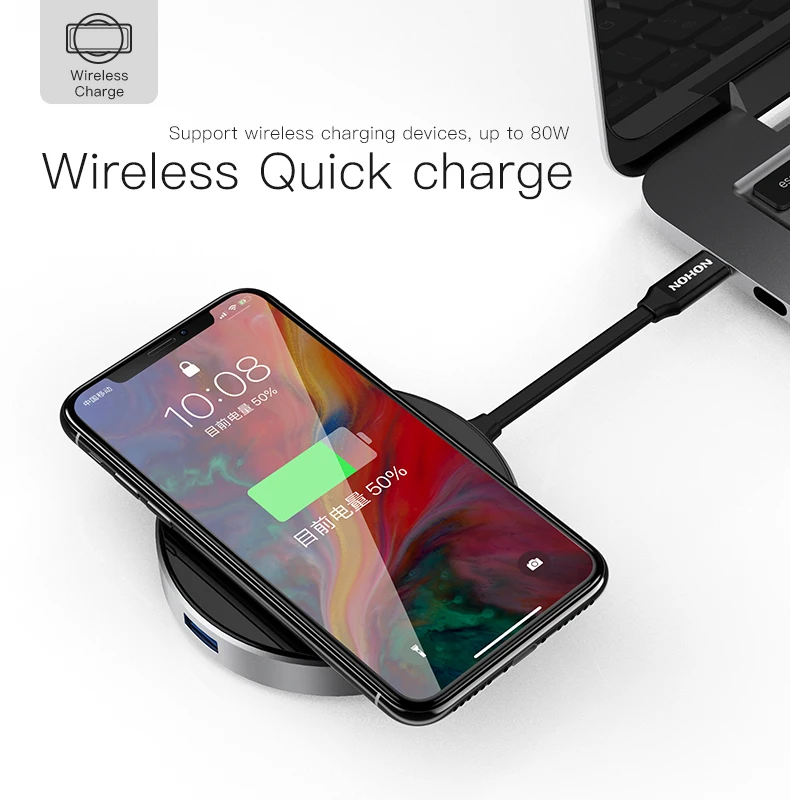 USB-концентратор Nohon USB Type-C 80 Вт 7 в 1 HDMI Thunderbolt 3 | Мобильные телефоны и аксессуары
