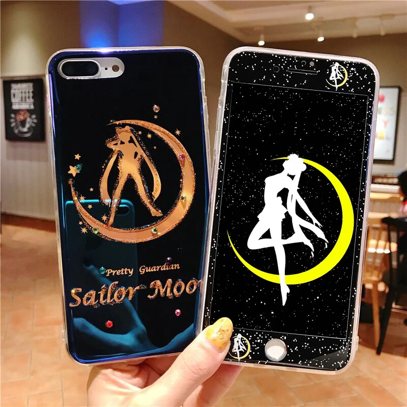 Мягкий чехол для iphone XS max XR X bling Сейлор Мун + стеклянная пленка экрана iPhone 8plus 7 8 6 plus