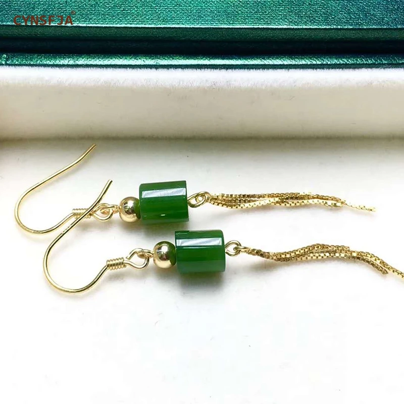 Сертифицированный подвескаиз натурального камня jade Jasper Nephrite инкрустированный стерлингового серебра 925 счастливые серьги с нефритом зеленый высокое качество чудесные подарки