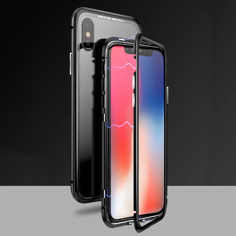Для xiaomi mi 8 Магнето Магнитная адсорбции Алюминий чехол + 9 H закаленное стекло