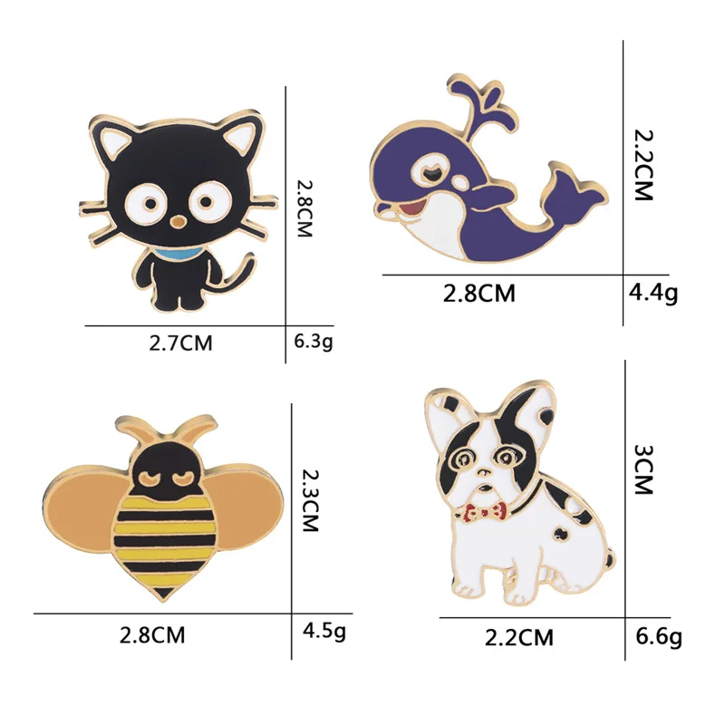 Брошь в виде мультяшного Кита кошки собаки пчелы металлические эмалированные