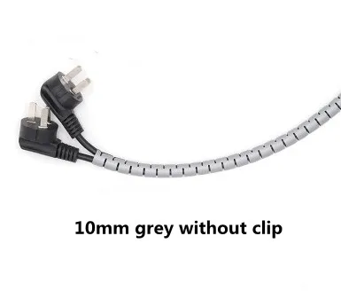 grey without clip 1 м 10 мм гибкий Кабельный органайзер Спиральный шнур защитная трубка провода обёрточная бумага провода хранения трубы сматывания кабеля - Цвет: grey without clip