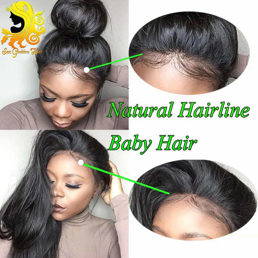 7A Unprocessed Straight Lace Front Wig Instock Brazilian Full Human Hair Wigs For Black Women Glueless | Шиньоны и парики