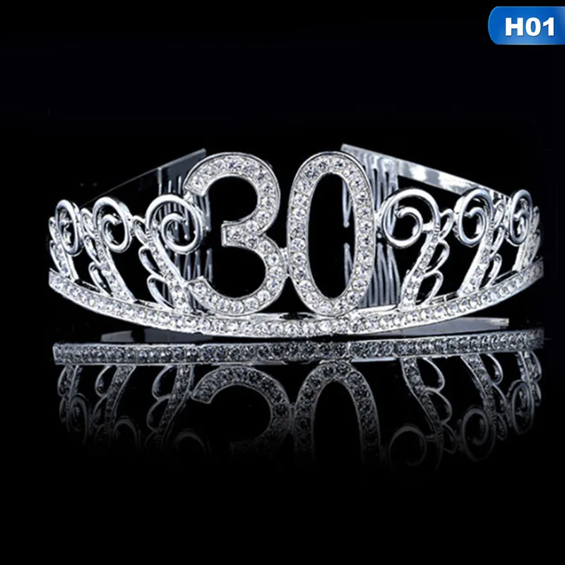 H01 30th 40th 50th веху Корона именинника вечерние шляпа для взрослых декор для вечеринки в честь Дня рождения 30 40 50 годовщина вечерние пользу - Color: H01