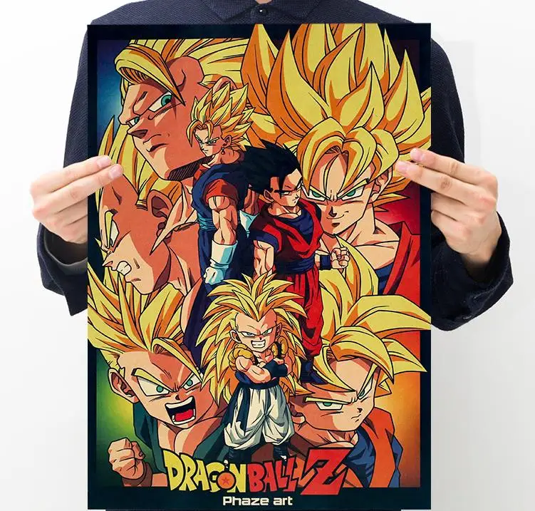 A3 Dragon ball z Коллекционная Фигурка постер аниме Sungoku винтажная Ретро печатная наклейка бар Плакаты Декор игрушка для детей мальчиков - Цвет: A3
