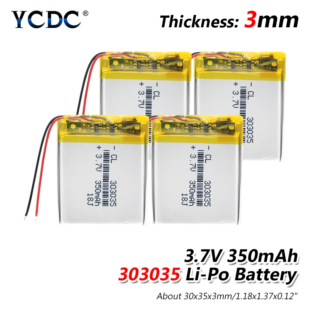 1/2/4x303035 3,7 v 350mAh литиево-ионная литий-полимерный аккумулятор Батарея PCM защищенный селфи-Палка с вождения Регистраторы локатор радио литий-полимерный аккумулятор