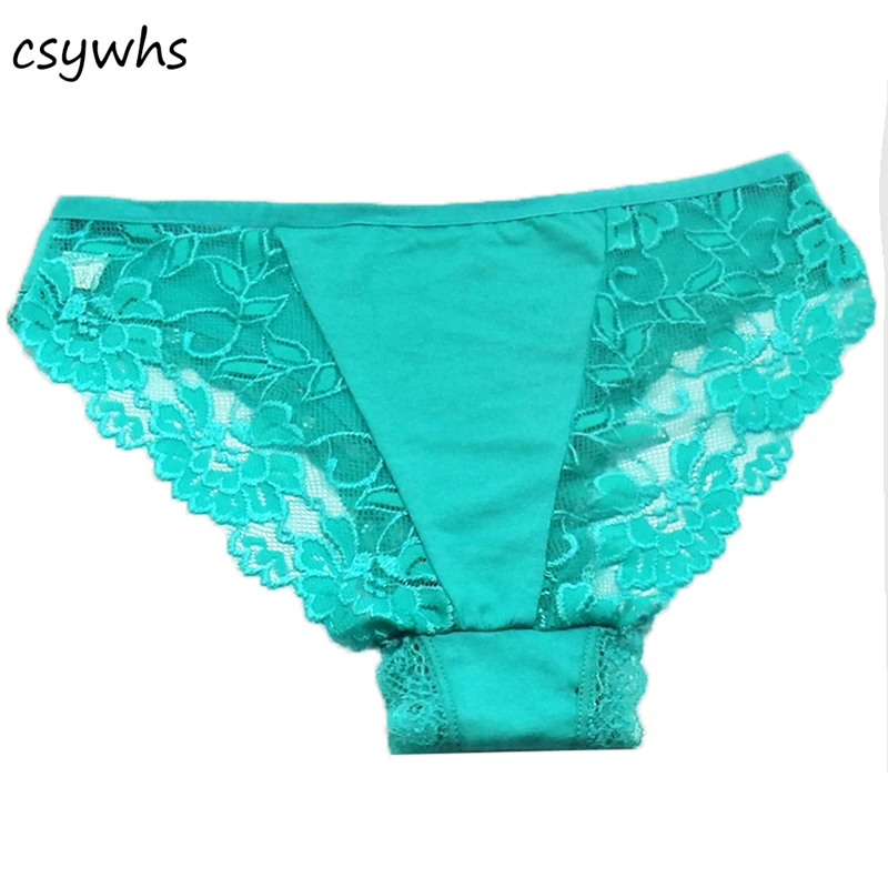 

CSYWHS Womens cotton briefs sexy lace Underwear hollow out Low Rise Briefs Transparent Panties Female 3pcs lot