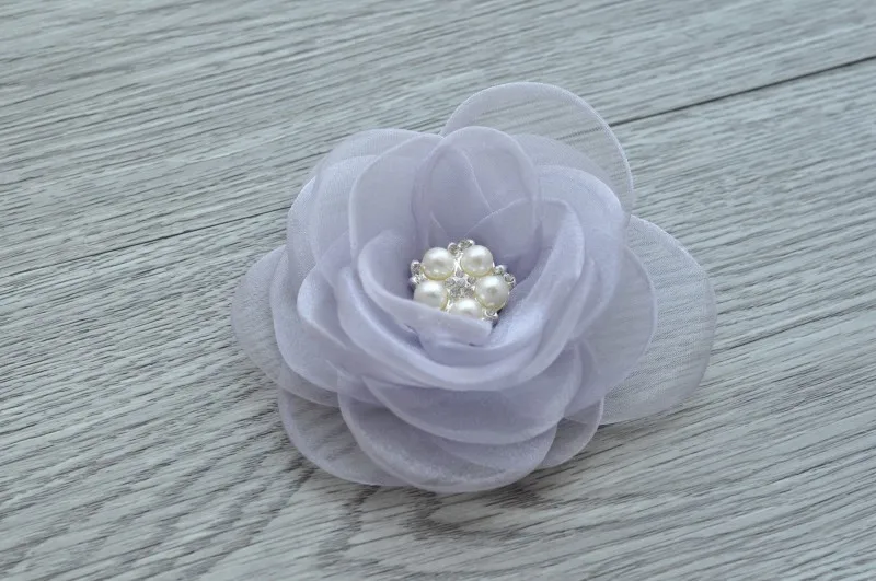 30pcs/lot 4.3&quot 6colors Newborn Gauze Layered Flower+Rhinestone For Baby Girls Hair Accessories Rose Fabric Flowers Headbands | Мать и