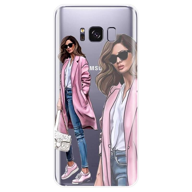 Модный Черный Коричневый чехол для телефона с волосами мамы и дочки Samsung Galaxy S6 S6EDGE