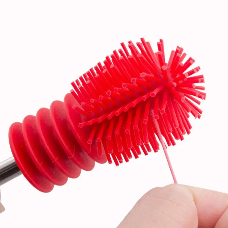 New For Washing Cleaning Rotary Handle Long Handle Scrubbing Feeding-bottle Brush