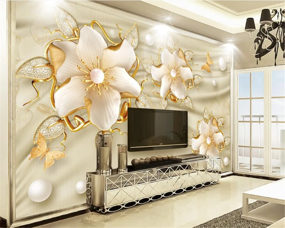 3d обои на заказ Высококачественная декоративная настенная бумага роскошные золотые украшения цветы