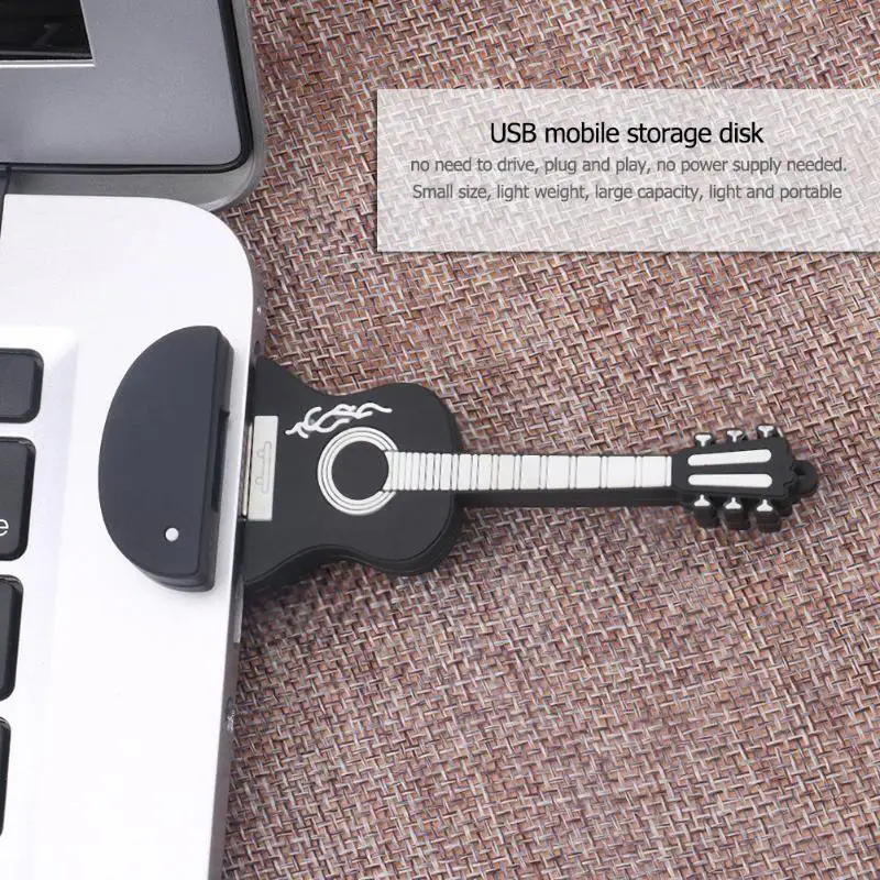 4GB/16GB Musical Guitar Model USB 2.0 Flash Drive Memory Stick Pen Drive External Storage U Disk for Phone Computer
