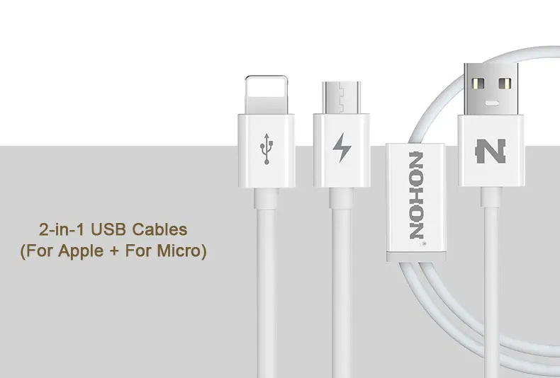 NOHON 2 в 1 USB кабель 8Pin type C Micro для iPhone 7 6 6S Plus iPad iPod для samsung lenovo Nokia LG Android USB провод