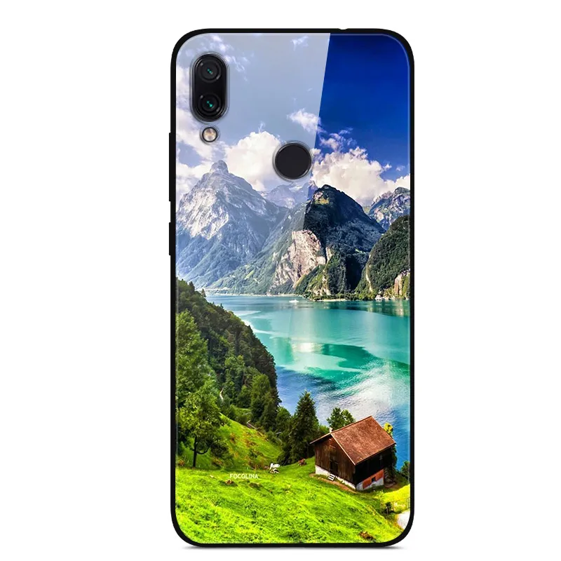 12 Для Xiaomi Redmi 7 Чехол из закаленного стекла твердая задняя крышка для Xiaomi Redmi Note 7 чехлы для телефонов силикон бампер Coque на Redmi7 Note7 - Цвет: 12