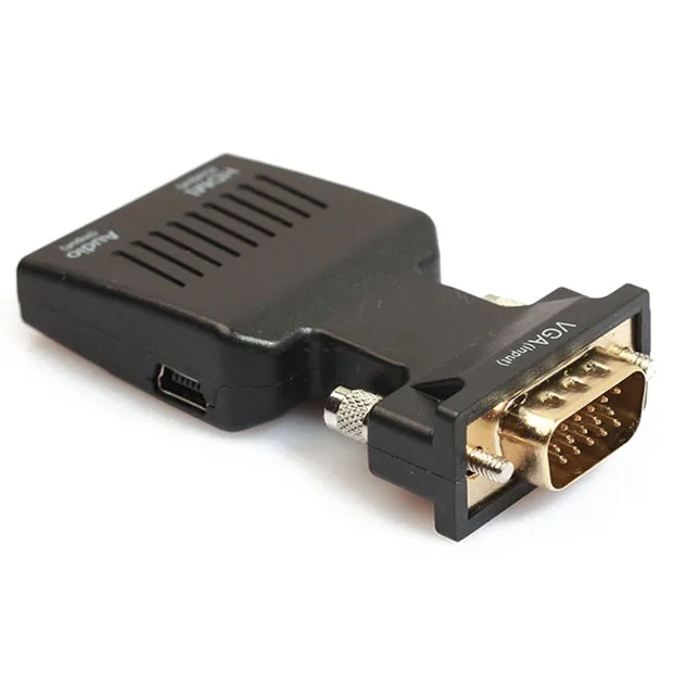 AAAE Топ 1080 P VGA мужчина к HDMI Женский видео адаптер с 3 5 мм аудио/мини USB-черный |