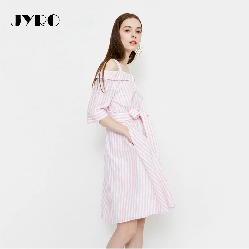 JYRO летнее платье 2018 новый корейский Высокая Талия был тонкий воротник Слинг без