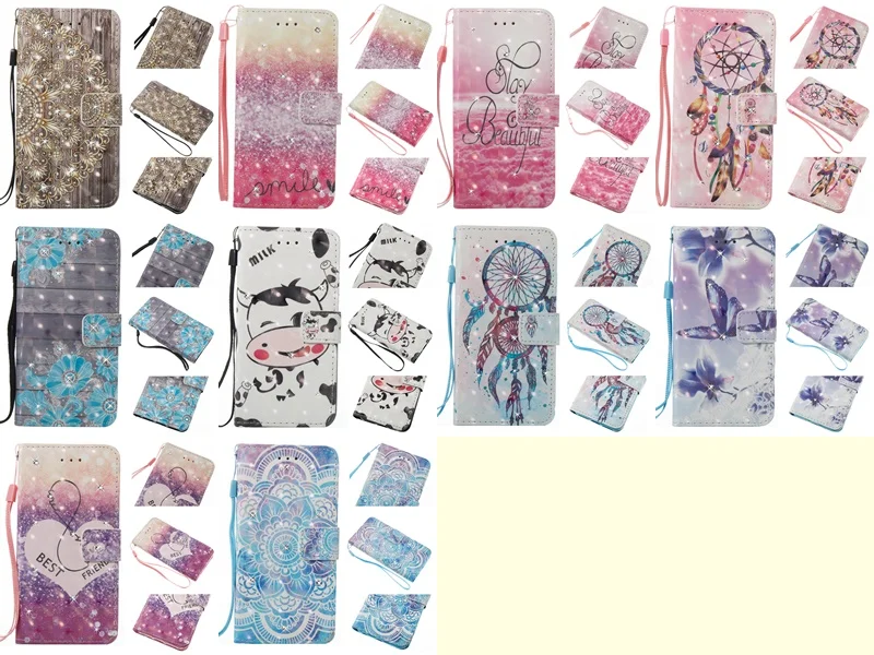 3D diamond Мандала Цветы колокольчиков коровы бабочка бумажник флип чехол Кожаный