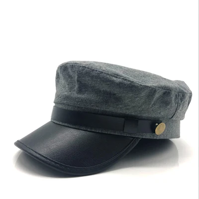 Gray Унисекс, черная, красная, плоская, темно-синяя шапка, шапка для женщин и мужчин, модные береты, горячая распродажа, уличный стиль, береты, шапки, брендовые шапки, газетная шапка - Цвет: Gray