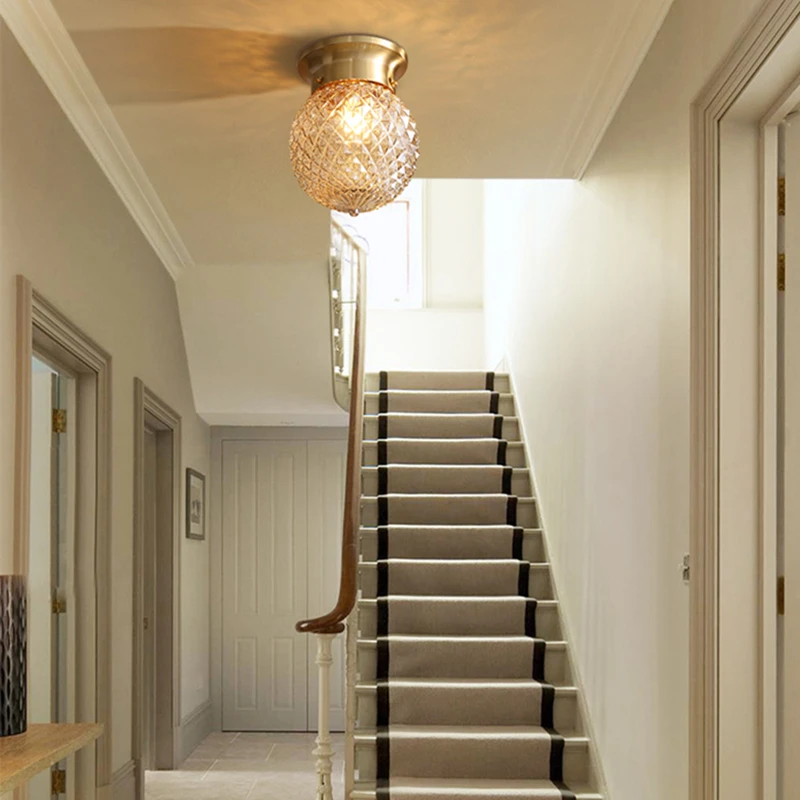 Скандинавский медный стеклянный абажур Подвесная лампа для коридора