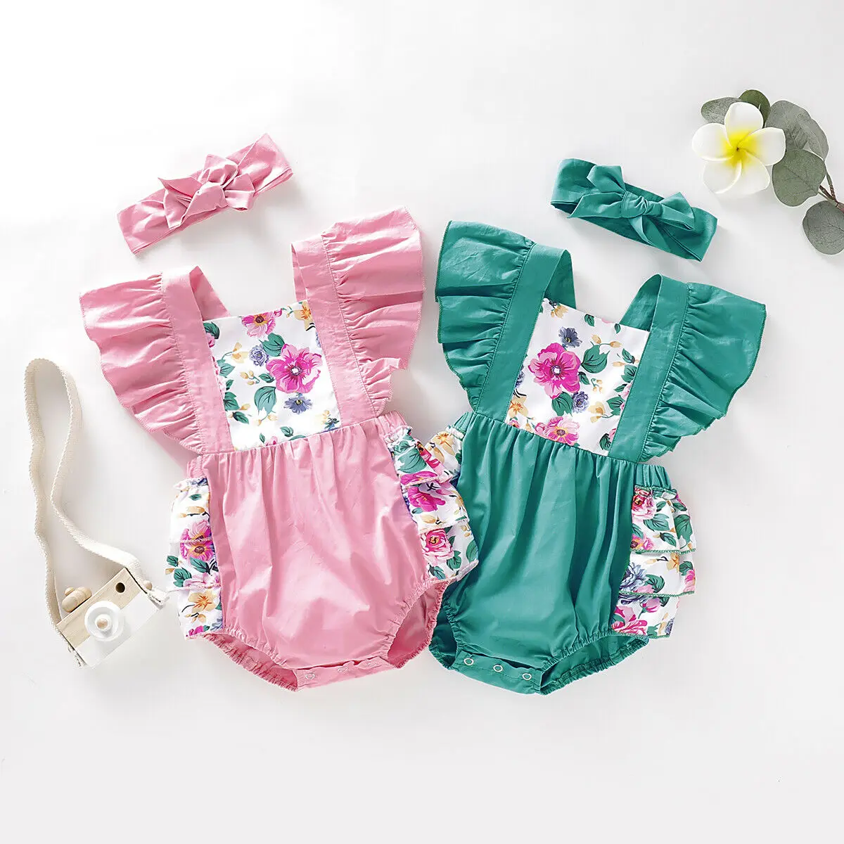 Комплект из 2 предметов для новорожденных девочек комбинезон с цветочным