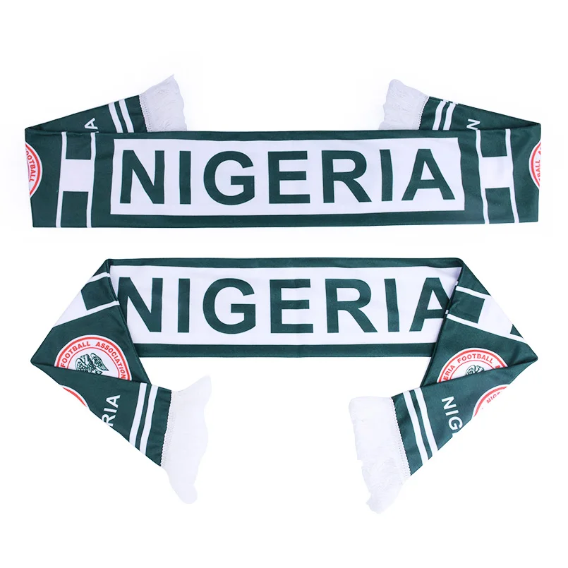 Nigeria Шарфы для футбольных болельщиков футбольный Болельщик шарф 32 футбольные команды страны командный шарф флаг баннер футбол болельщик подарок шарф сувенир - Цвет: Nigeria