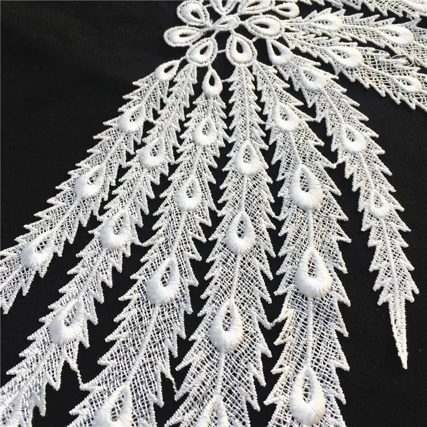 1 шт. черный/белый Pteris кружева ручной работы бисер 3D свадебное платье аппликация