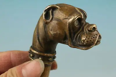 Старый Бронзовый Череп вырезанный вручную статуя собаки трость|head head|head stickhead statue