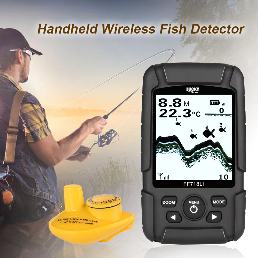 LUCKY Fish Finder монитор детектор рыбы 180 м ЖК LED подсветка эхолот De Pesca беспроводной Sonar