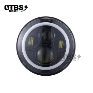 Черный OTBS 7 дюймов светодиодный фонарь дальнего ближнего света Angel Eye DRL автомобильный поворотный сигнал для Jeep Wrangler Hummer Lada Niva Harley - Цвет: Черный