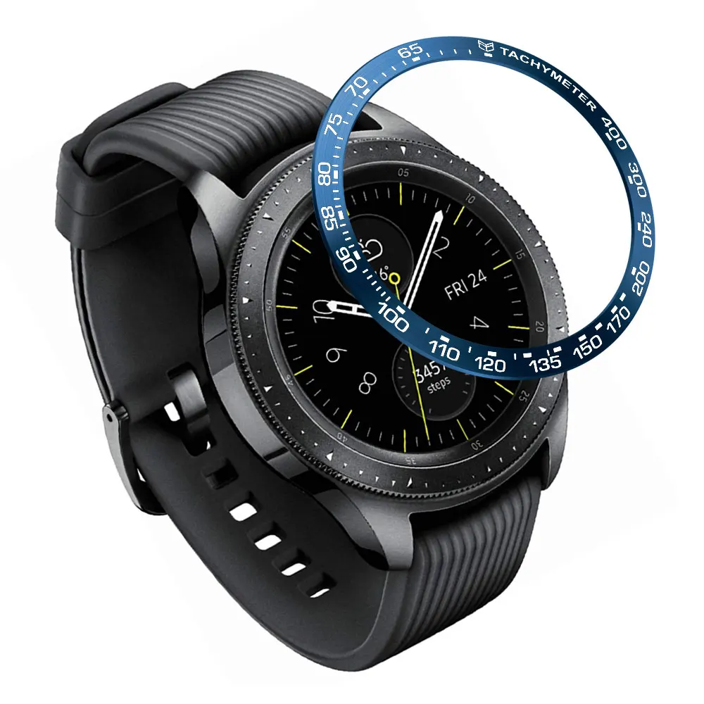 Синий Модные часы Smart Watch Cover для samsung Galaxy Watch 42 мм 46 мм, драгоценный камень кольцо клеющаяся крышка против царапин Металл для samsung gear S3 - Цвет: Синий