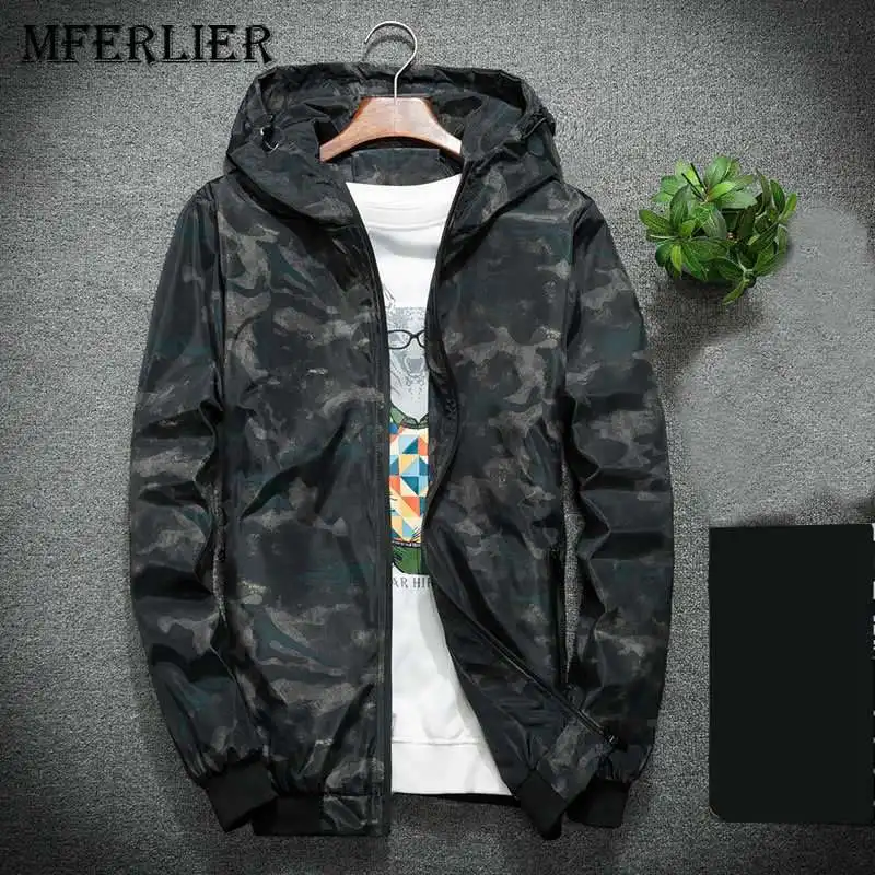 Mferlier открытый Для мужчин с капюшоном бег куртки ветрозащитный камуфляж