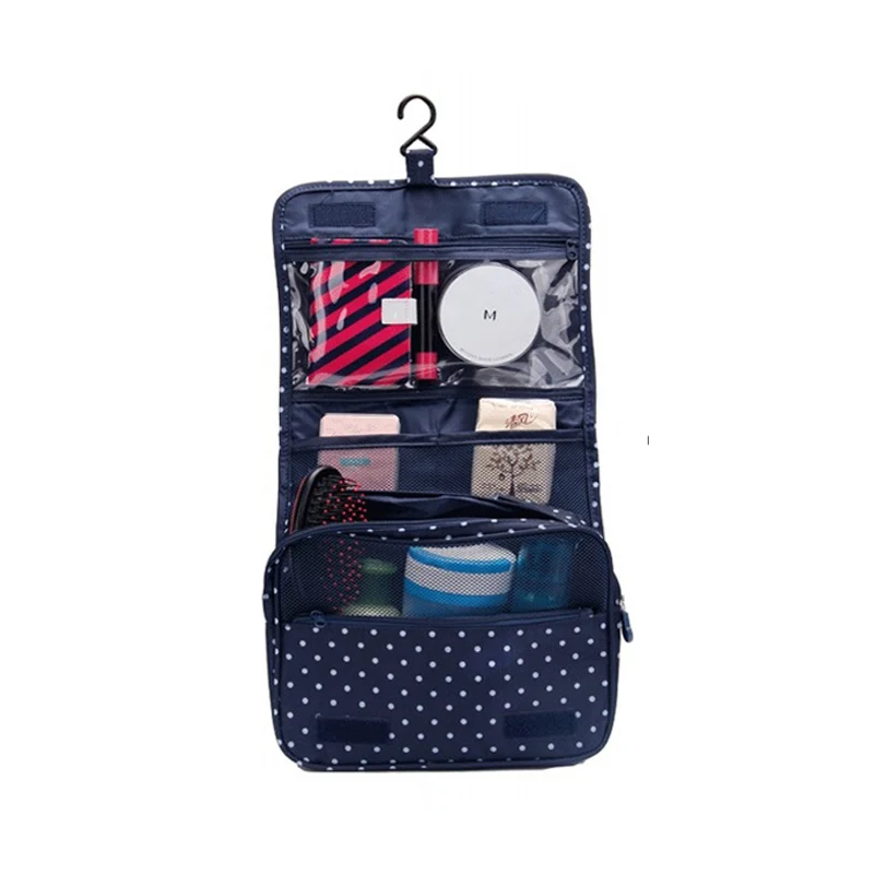 Navy blue dots Новинка, модная женская сумка для туалетных принадлежностей, сумка для хранения, органайзер, складной органайзер для шкафа для путешествий, деловой поездки - Цвет: Navy blue dots