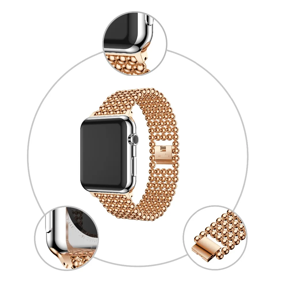 Ремешок из нержавеющей стали для Apple Watch Series 5 4 40 мм 44 металлический круглый