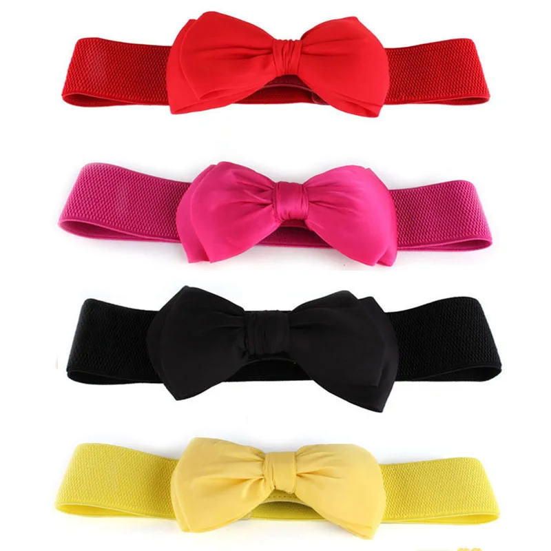 Модный женский белый эластичный пояс с бантом широкий кожаный ремень harajuku