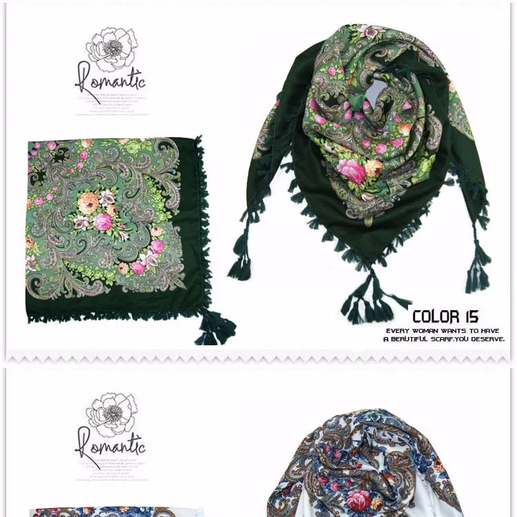 hot sale new fashion woman Scarf square scarves short tassel floral printed Women Wraps Winter lady shawls free shipping-03