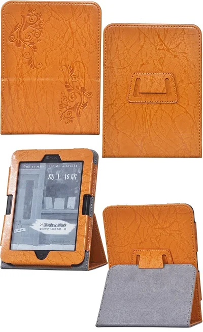 Оранжевый T63 чехол с резным чехлом для Boyue T63 JDRead eReader Flip книга форматом в пол-листа чехол с магнитным замком - Цвет: Оранжевый