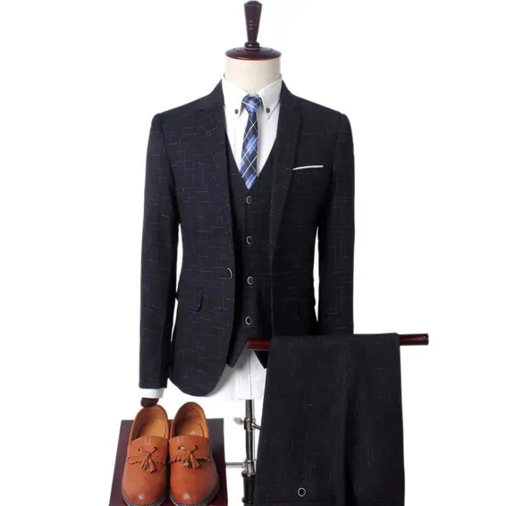 

S-5XL 2019 New Tuxedo Men's Suits 3 Pieces Slim Fit Business Wedding Party Suits Men Autumn Luxury Suits (Jacket+Vest+Pants)