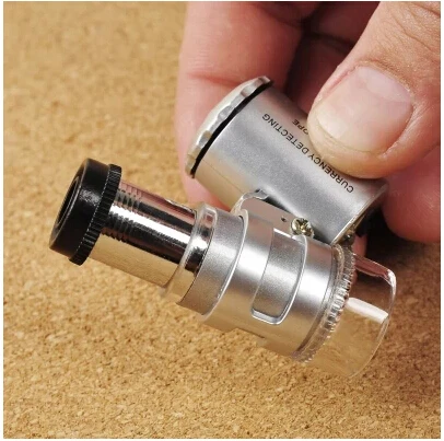 60X Мини Карманный Лупа Ручной Портативный ювелир микроскоп очки светодиодный