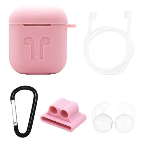 5 в 1 сумка для наушников для AirPods чехол для наушников Защитная крышка для гарнитуры для Apple AirPods чехол Аксессуары - Цвет: pink