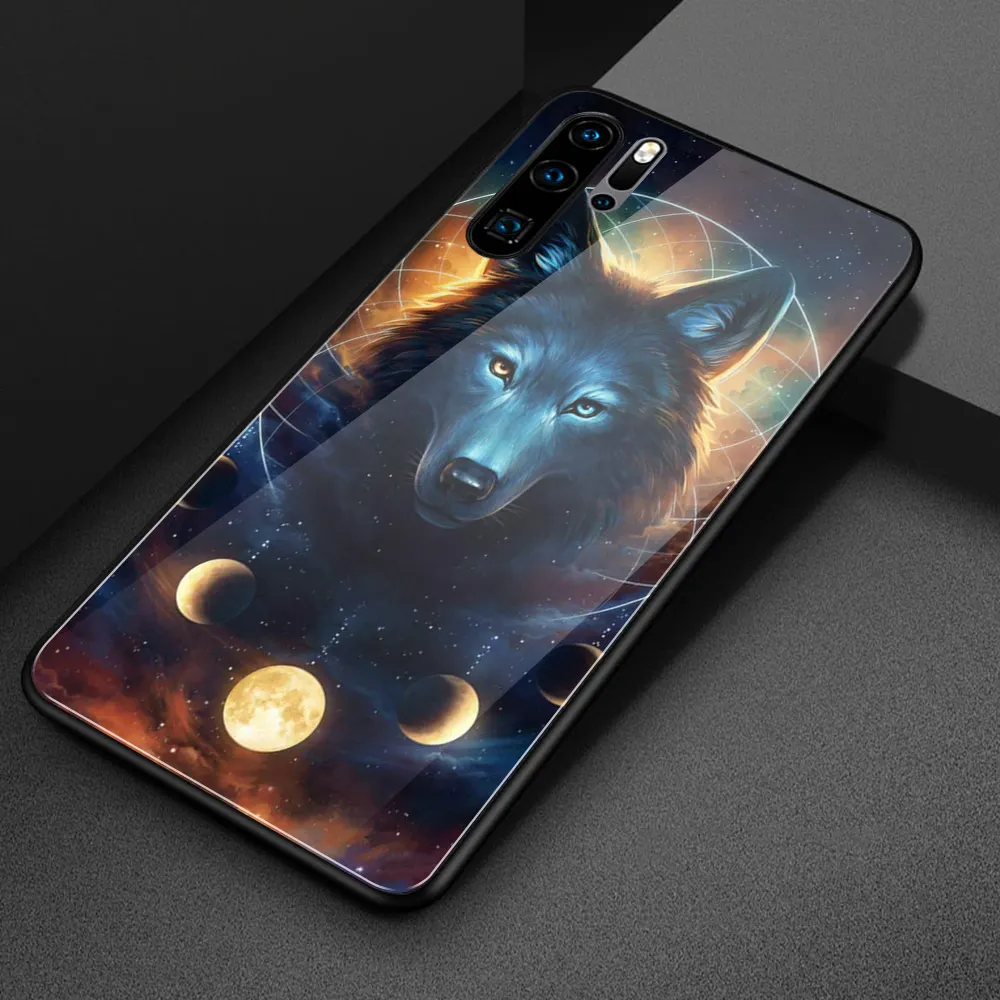 Чехол для Huawei honor 8x стеклянный чехол 9 Wolf Animal max 10 20 20i v9 v10 v20 play note 10|Бамперы| |