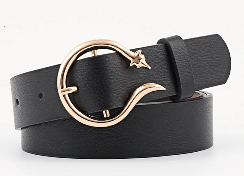 Женский ремень с металлической пряжкой регулируемый однотонный пояс лисьим
