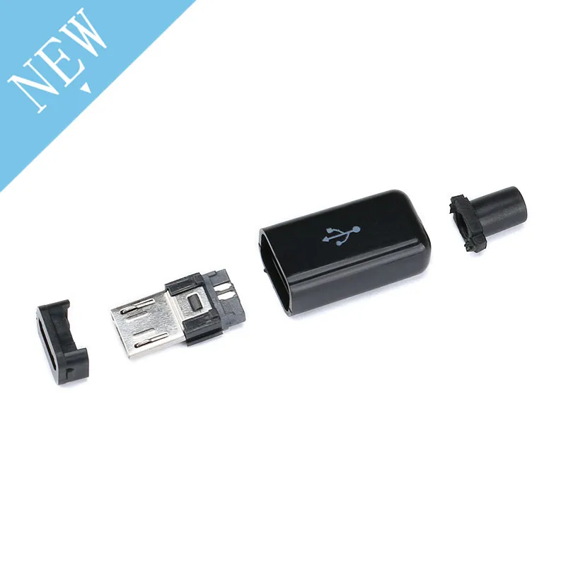 10 шт. DIY Micro USB 2 0 Штекерный разъем комплект с крышками Черный Белый 5 P кабель