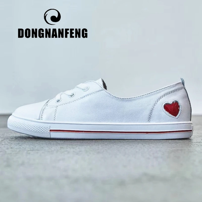 Женская Студенческая обувь DONGNANFENG на плоской белой платформе Корейская