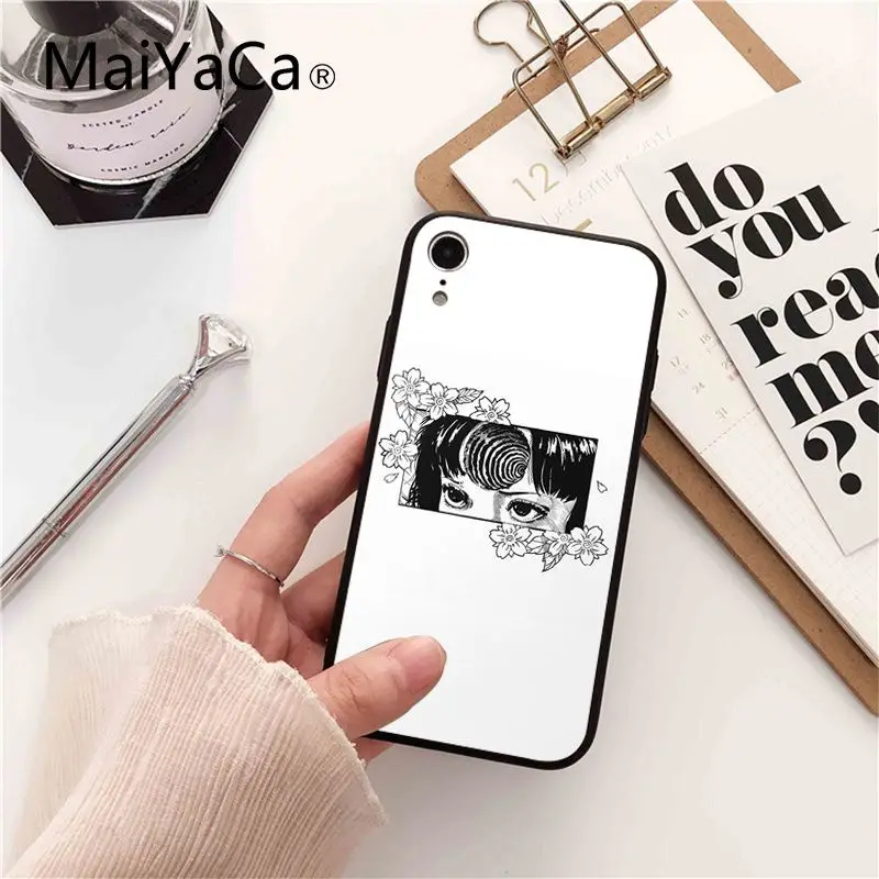 Maiyaca Junji Ito Tees Horror DIY окрашенный чехол для телефона iPhone 8 7 6 6S Plus X XS MAX 5 5S SE XR Fundas Capa |